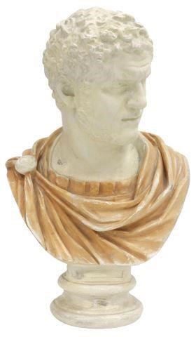 PAINTED CHALKWARE BUST ROMAN