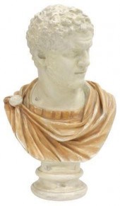 PAINTED CHALKWARE BUST ROMAN E