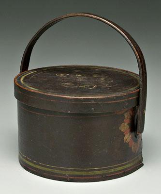 Painted circular lidded pantry box,