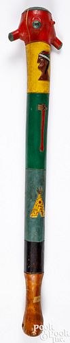 PAINTED CLUB WITH NATIVE AMERICAN