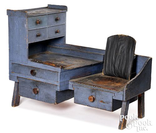 PAINTED COBBLER'S BENCH, 19TH
