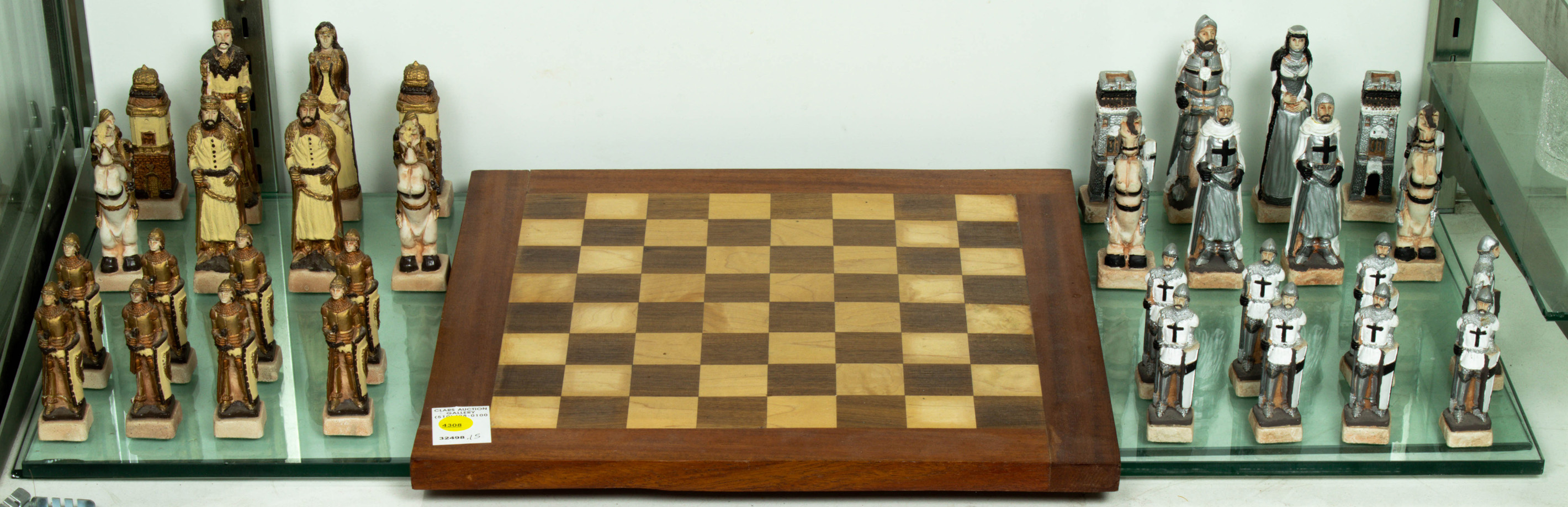 PAINTED COMPOSITION FIGURAL CHESS
