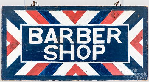 PAINTED DOUBLE SIDED BARBER SHOP