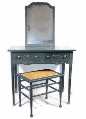 PAINTED DRESSING TABLE, BENCH