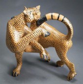 PAINTED FIGURAL GROUP OF TWO F