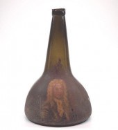 PAINTED FREE-BLOWN WINE BOTTLE
