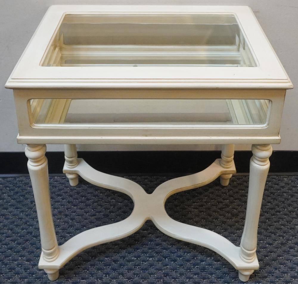 PAINTED FRUITWOOD MIRRORED INTERIOR
