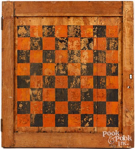 PAINTED GAMEBOARD CUPBOARD DOOR,