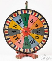 PAINTED GAMING WHEEL, EARLY 20