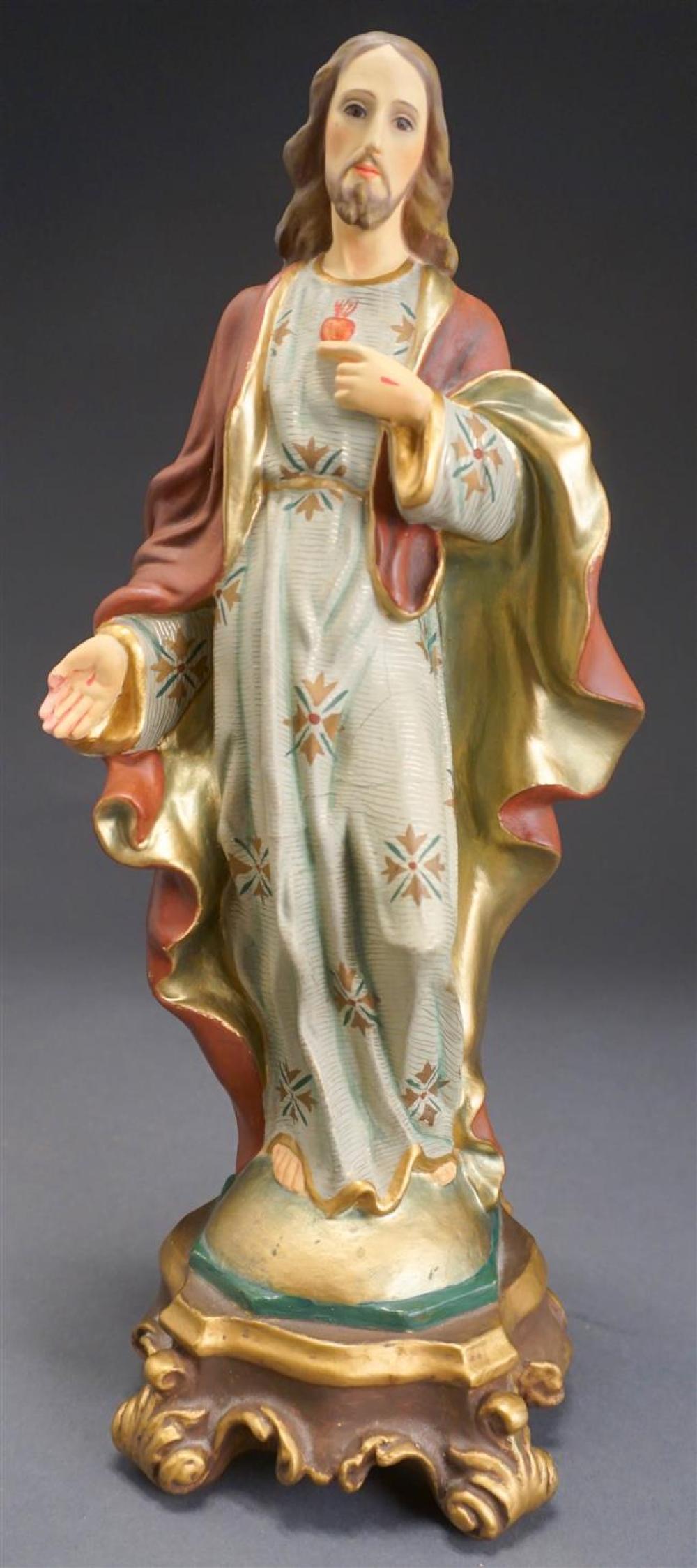 PAINTED GESSO FIGURE OF JESUS,