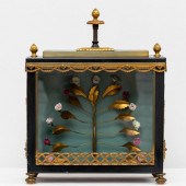 PAINTED, GILT METAL AND GLASS