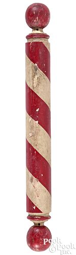 PAINTED HALF ROUND BARBER POLE, CA.