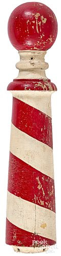 PAINTED HALF ROUND BARBER POLE