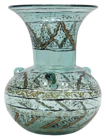 PAINTED HANDLED BLUE GLASS MOSQUE