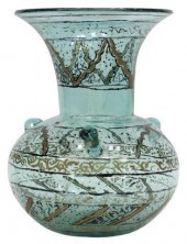 PAINTED HANDLED BLUE GLASS MOS