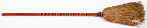 PAINTED HEARTH BROOM, LATE 19TH