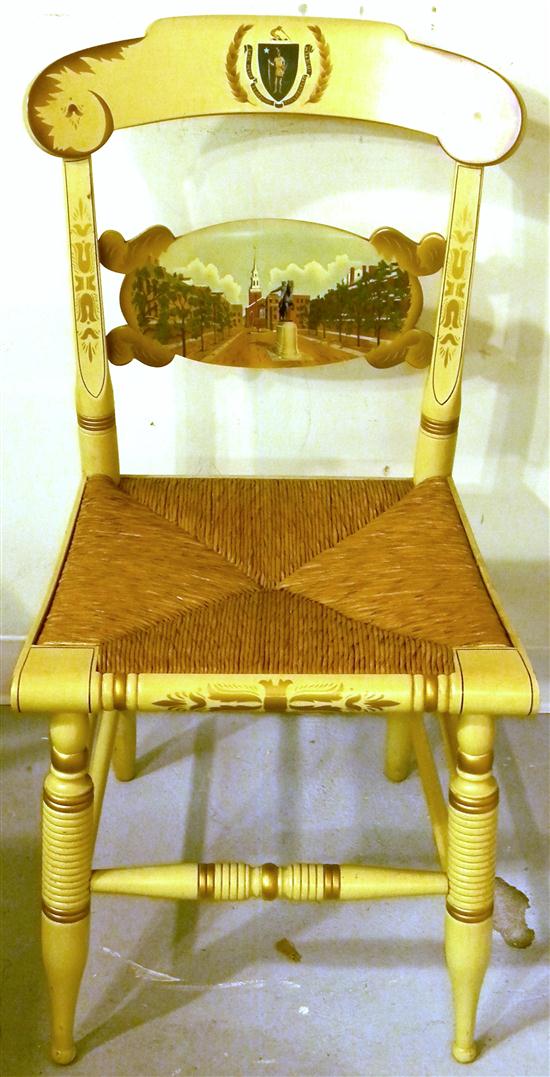 Painted Hitchcock chair  rush seat