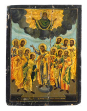 PAINTED ICON ON PANEL, PROBABL