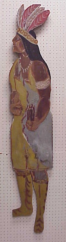 Painted indian on cut out board 