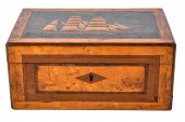 PAINTED & INLAID BURLWOOD TABL