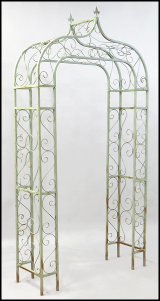 PAINTED IRON ARBOR. Fleur-de-lis