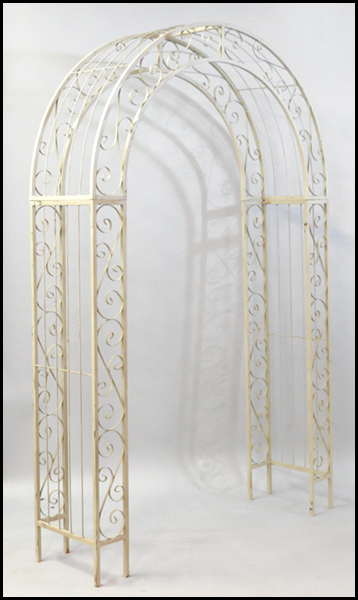 PAINTED IRON ARBOR. Three peices H: