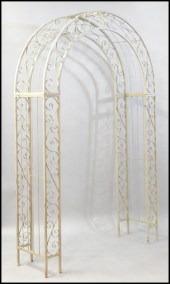 PAINTED IRON ARBOR. Three peic