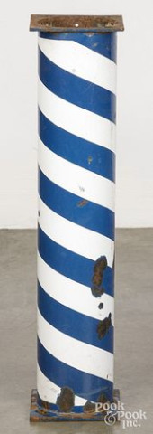 PAINTED IRON BARBER POLE, EARL