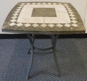 PAINTED IRON BASE STONE TOP OU