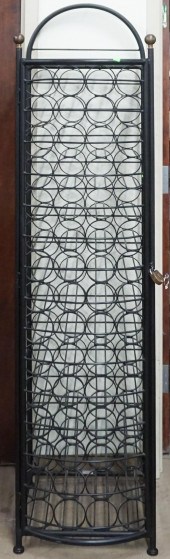 PAINTED IRON LOCKING WINE RACK