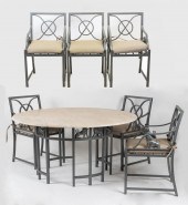 PAINTED IRON PATIO DINING SETw