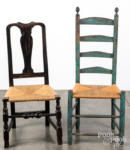 PAINTED LADDERBACK CHAIR AND