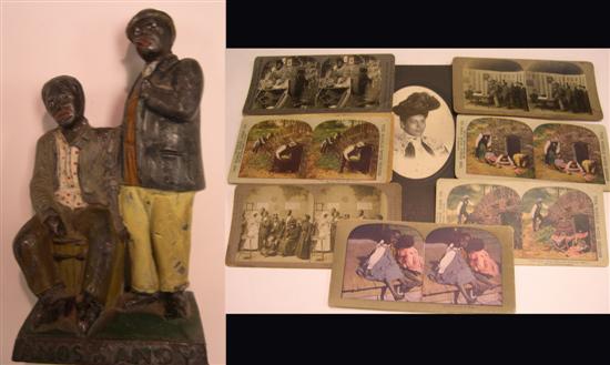 Painted lead figures of Amos and