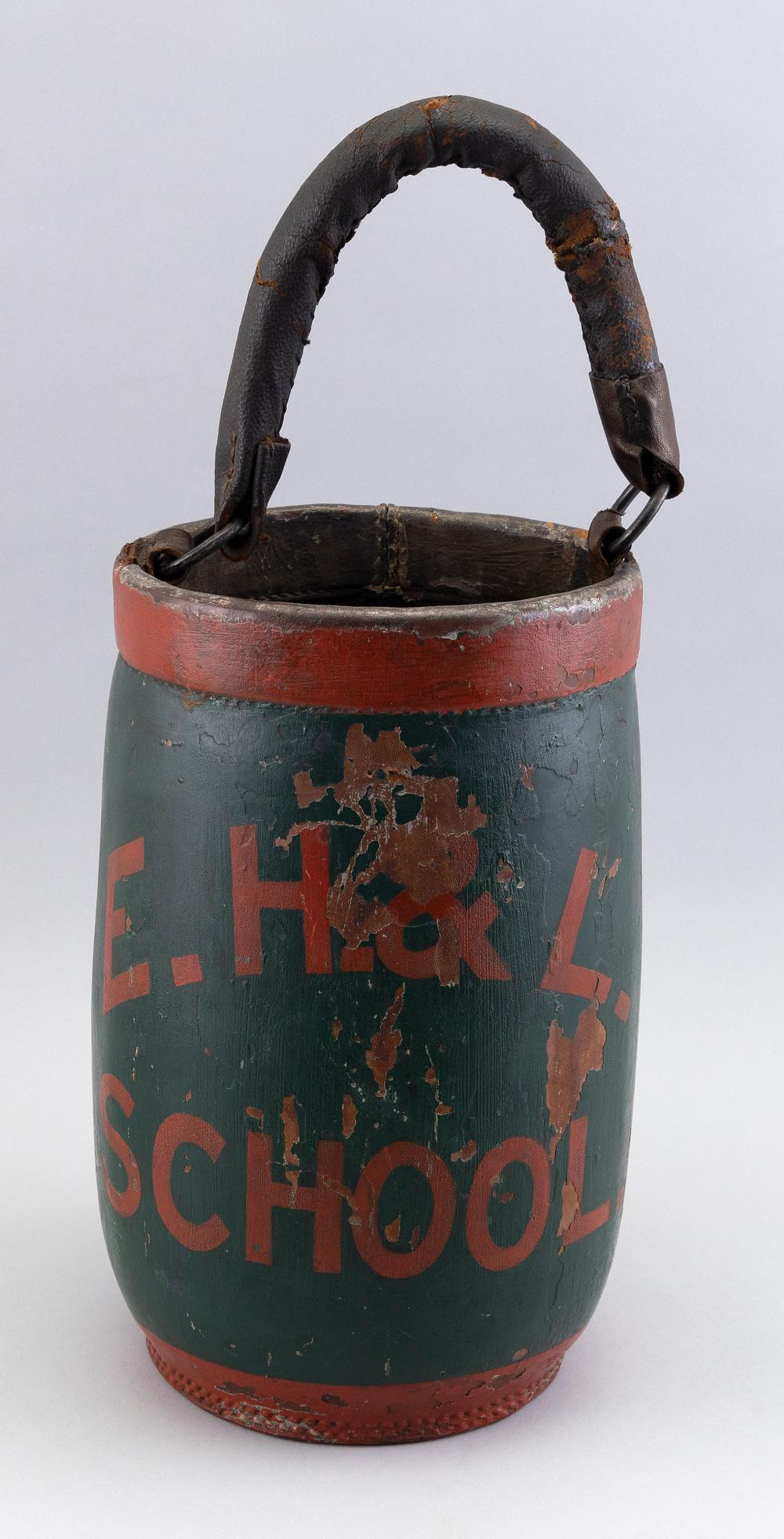 PAINTED LEATHER FIRE BUCKET 19TH