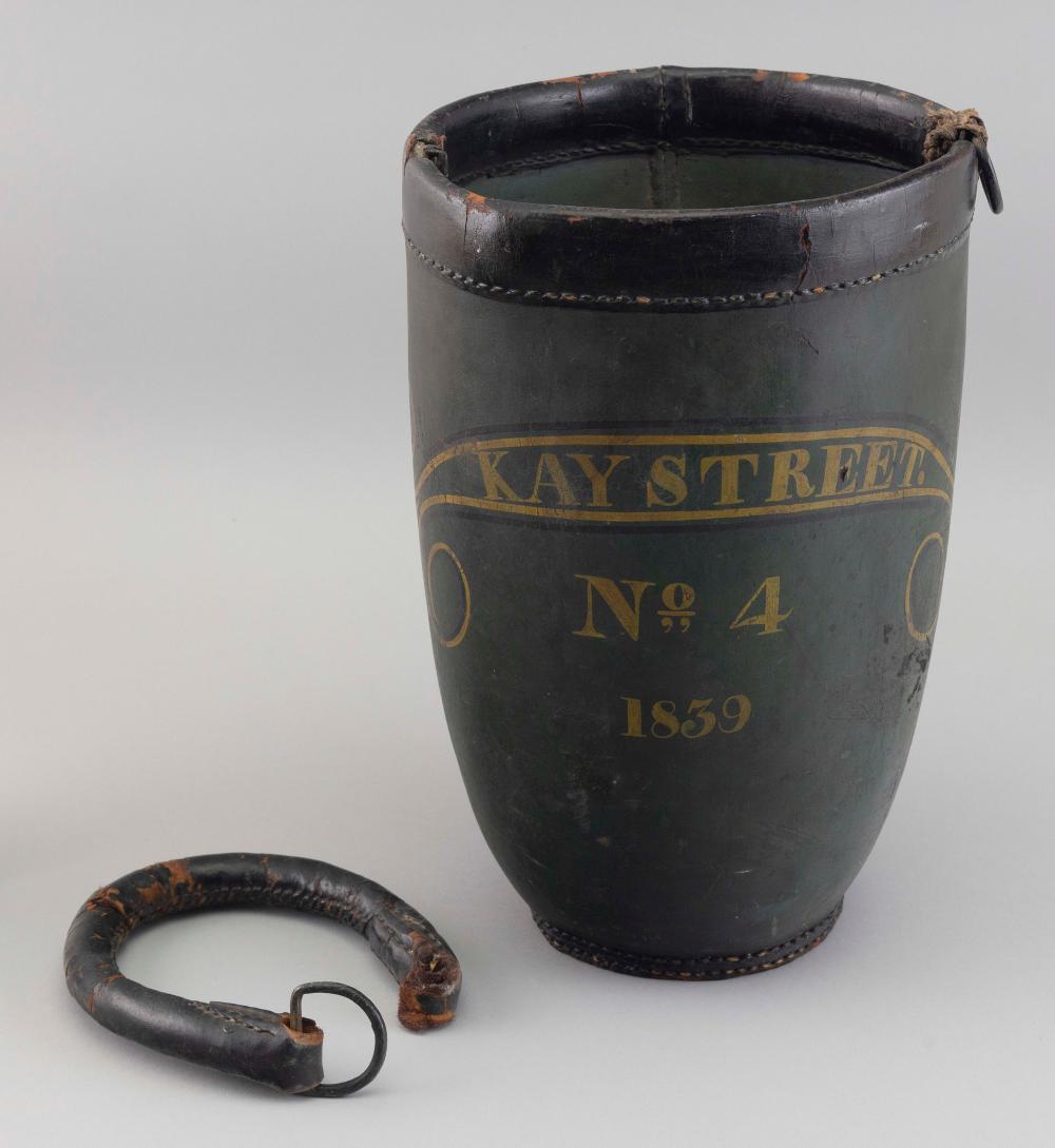 PAINTED LEATHER FIRE BUCKET 19TH