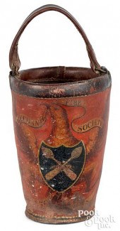 PAINTED LEATHER FIRE BUCKET, 1
