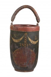 PAINTED LEATHER FIRE BUCKET DA