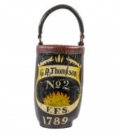 PAINTED LEATHER FIRE BUCKET La