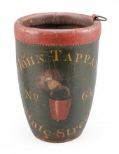 PAINTED LEATHER FIRE BUCKET MA