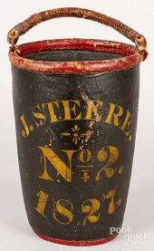 PAINTED LEATHER FIRE BUCKETPai