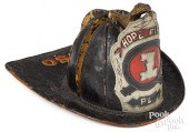 PAINTED LEATHER FIRE HELMET, D