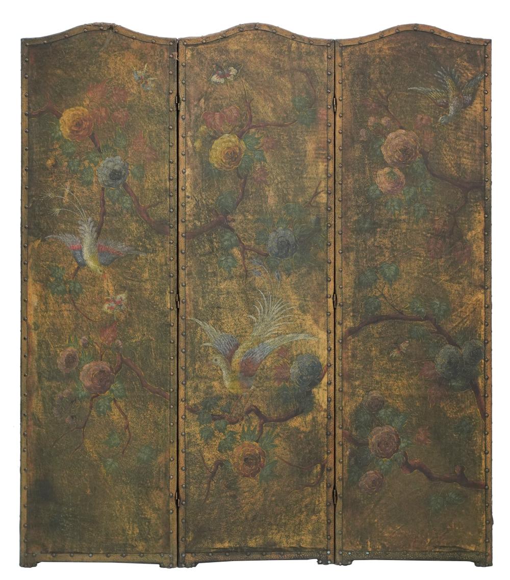 PAINTED LEATHER THREE-FOLD ROOM