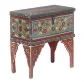 PAINTED LIFT TOP BOX ON STAND