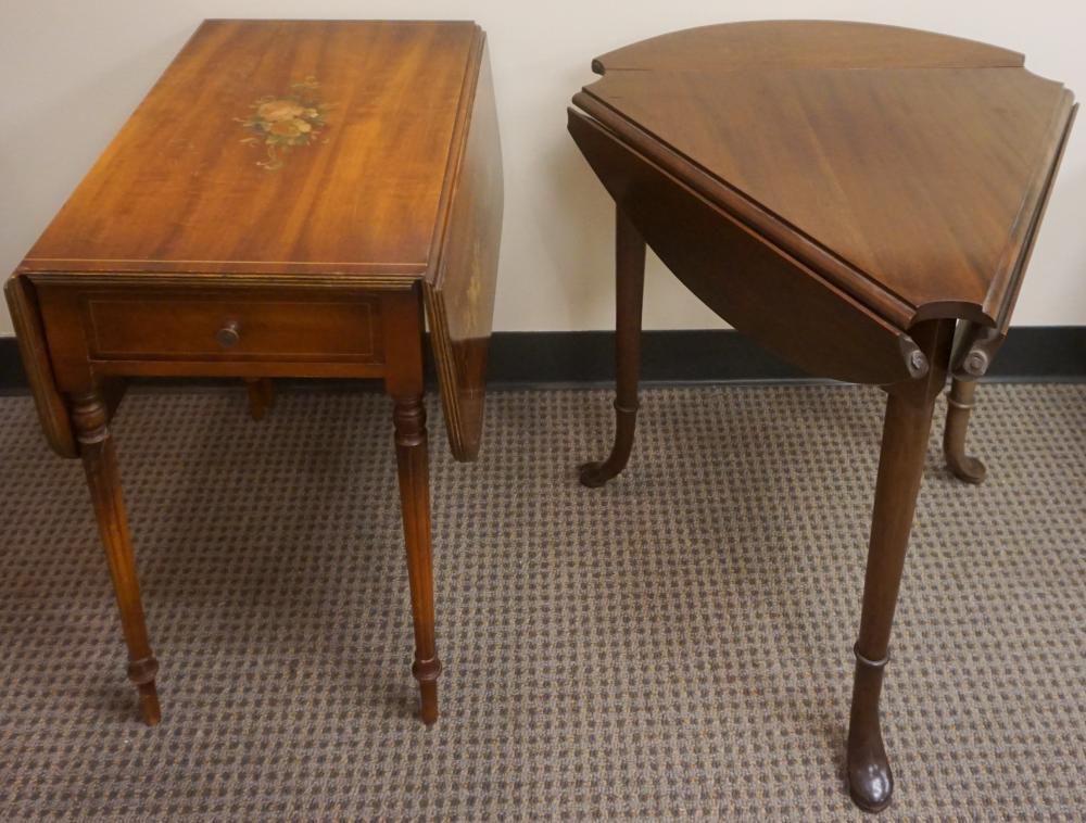PAINTED MAHOGANY DROP LEAF SIDE