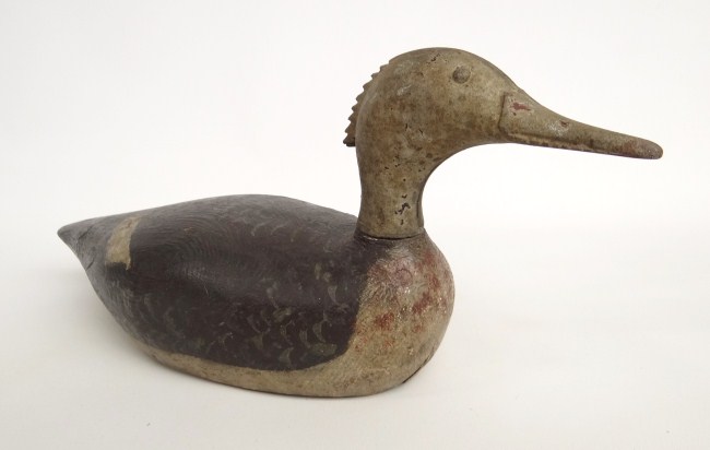Painted merganser with metal
