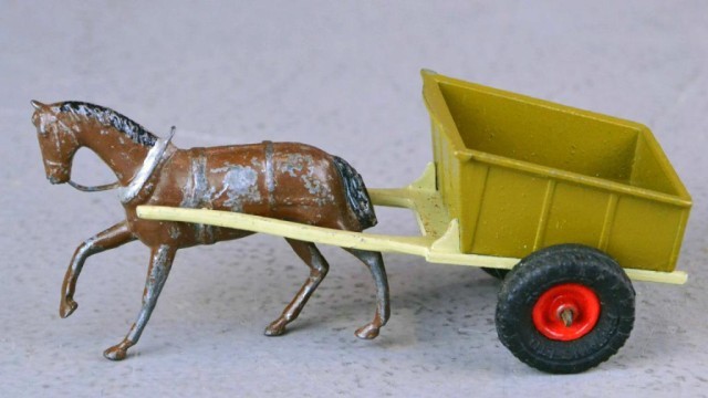 PAINTED METAL BRITISH TOY WAGON AND