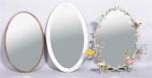 PAINTED METAL OVAL MIRROR AND