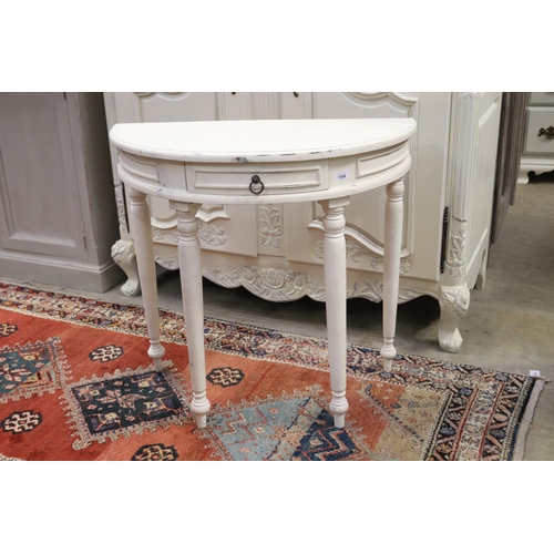 Painted modern demi lune table,