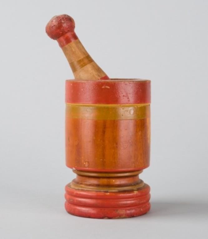PAINTED MORTAR AND PESTLEA