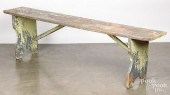 PAINTED MORTISED BENCH, 19TH C